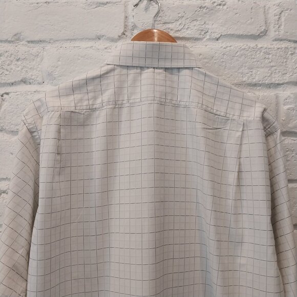 Burberry Dress Shirt Men 16.5 35 White Black Striped Long Sleeve Plaid Button Up - Picture 8 of 14